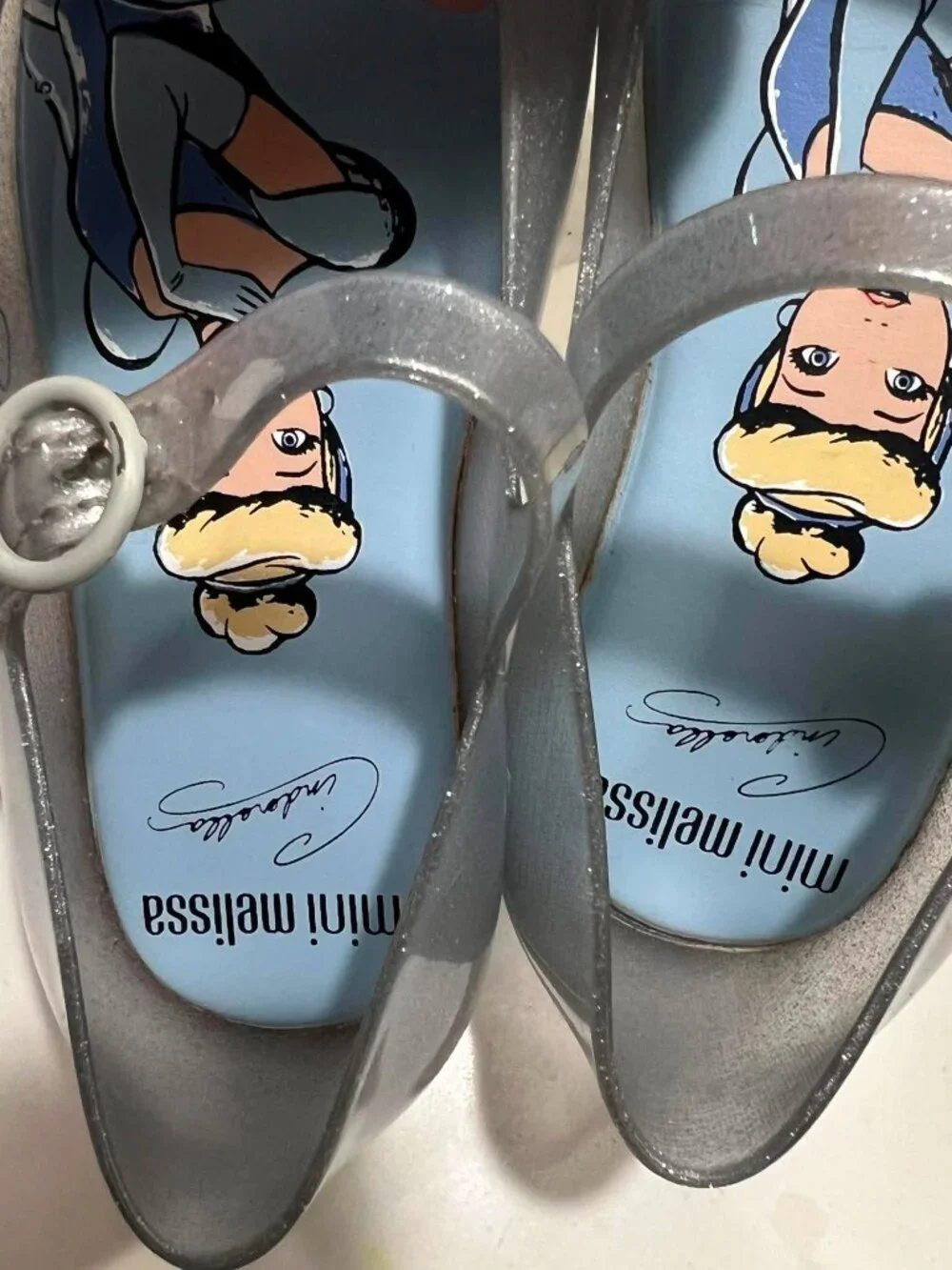 Mini Melissa Disney Princess Cinderella Silver Glitter Jelly Shoes Size 10